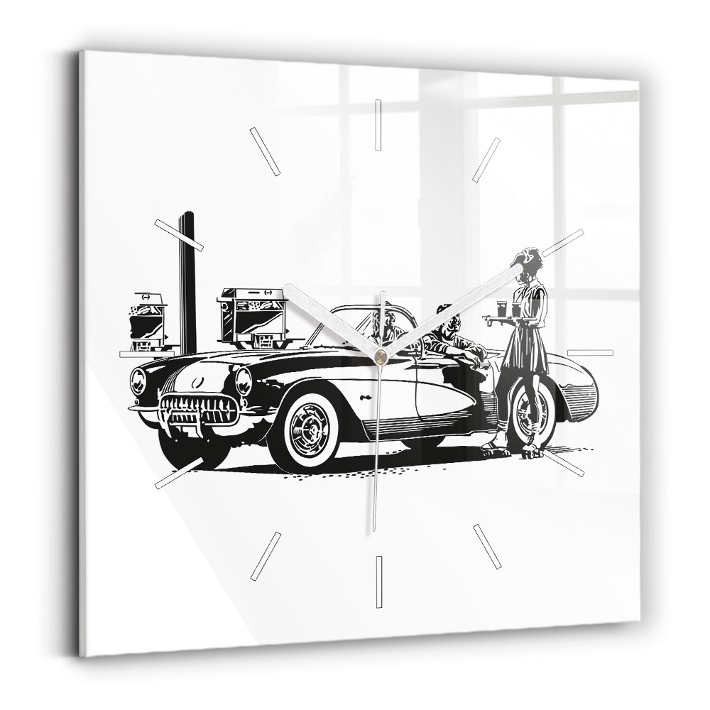 Ceas perete din sticlă pătrat Ilustrație retro