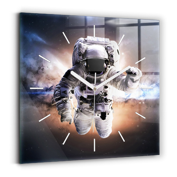 Ceas pătrat de perete din sticlă Astronautul în spațiu
