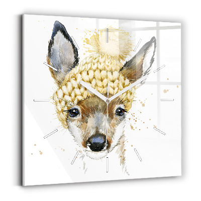 Ceas pătrat de perete din sticlă Un cerb