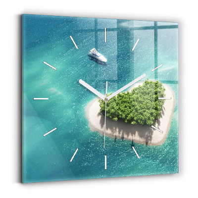 Ceas perete din sticlă pătrat Insula Inimii