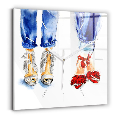 Ceas perete din sticlă pătrat Tocuri înalte pentru femei