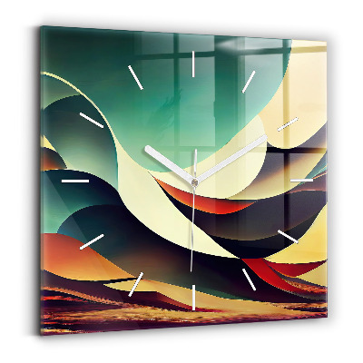Ceas perete din sticlă pătrat Fundal de linii abstracte