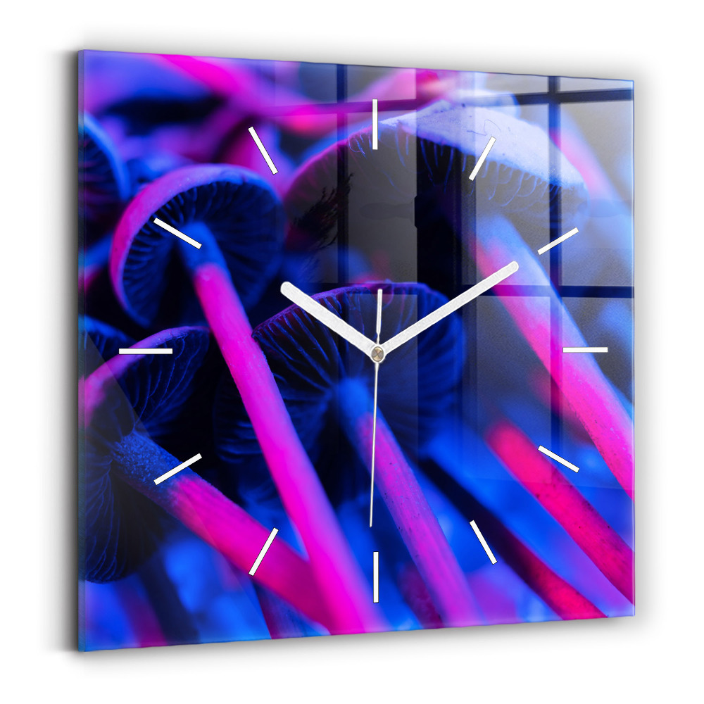 Ceas perete din sticlă pătrat Ciuperci magice colorate