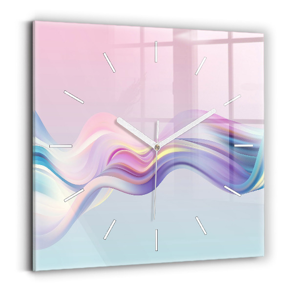 Ceas perete din sticlă pătrat Abstractizare a valurilor pastelate