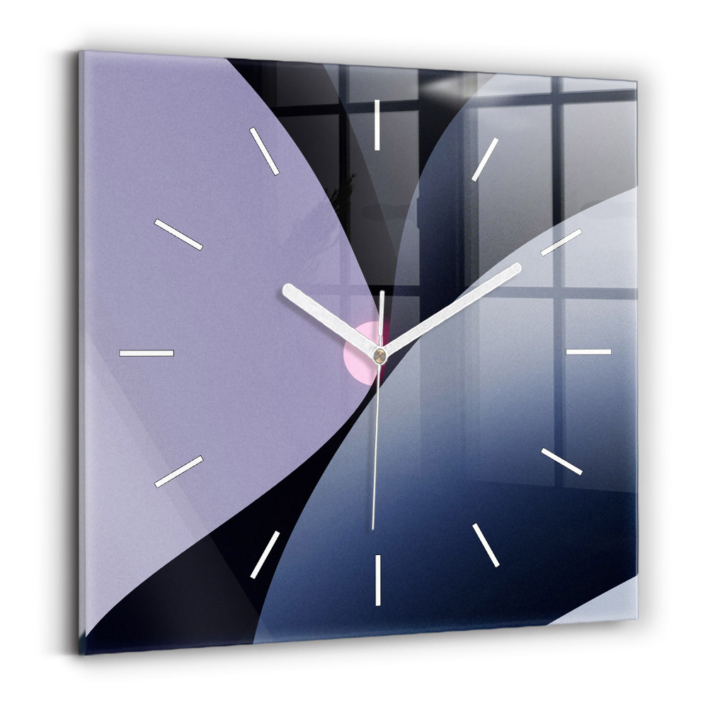 Ceas pătrat de perete din sticlă Soare abstract