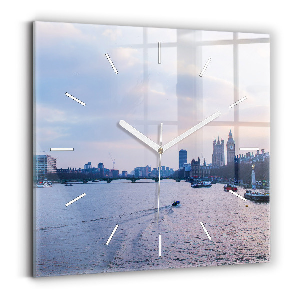 Ceas perete din sticlă pătrat Panorama orașului London Eye