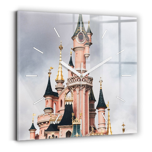 Ceas perete din sticlă pătrat Castelul Disneyland Paris