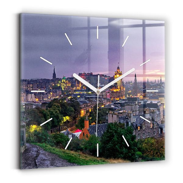 Ceas pătrat de perete din sticlă Edinburgh din Calton Hill