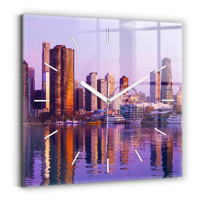 Ceas perete din sticlă pătrat Vedere a zgârie-norilor din SUA