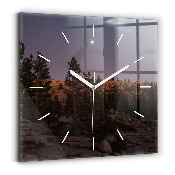 Ceas perete din sticlă pătrat Drumul stâncos din Yosemite