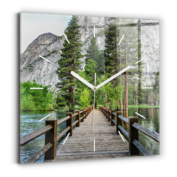 Ceas pătrat de perete din sticlă Podul de lemn din Yosemite