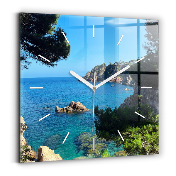 Ceas pătrat de perete din sticlă Costa Brava