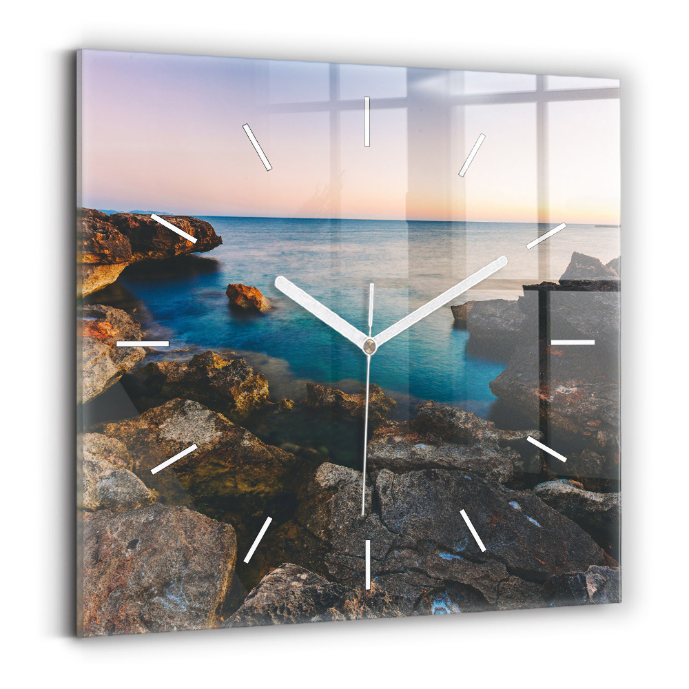 Ceas perete din sticlă pătrat Peisaj marin