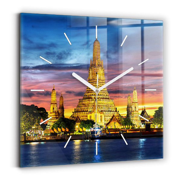 Ceas perete din sticlă pătrat Templul din Bangkok