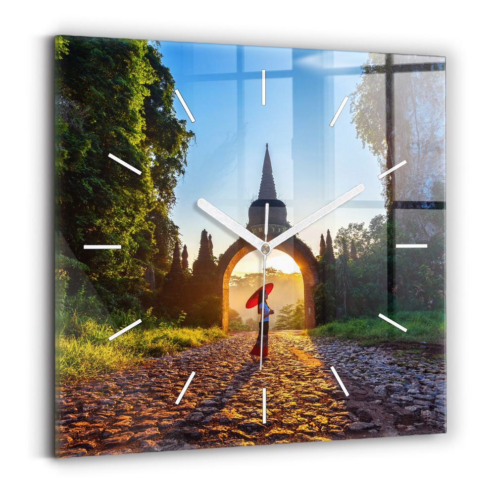 Ceas pătrat de perete din sticlă Parcul Surat Thani, Thailanda