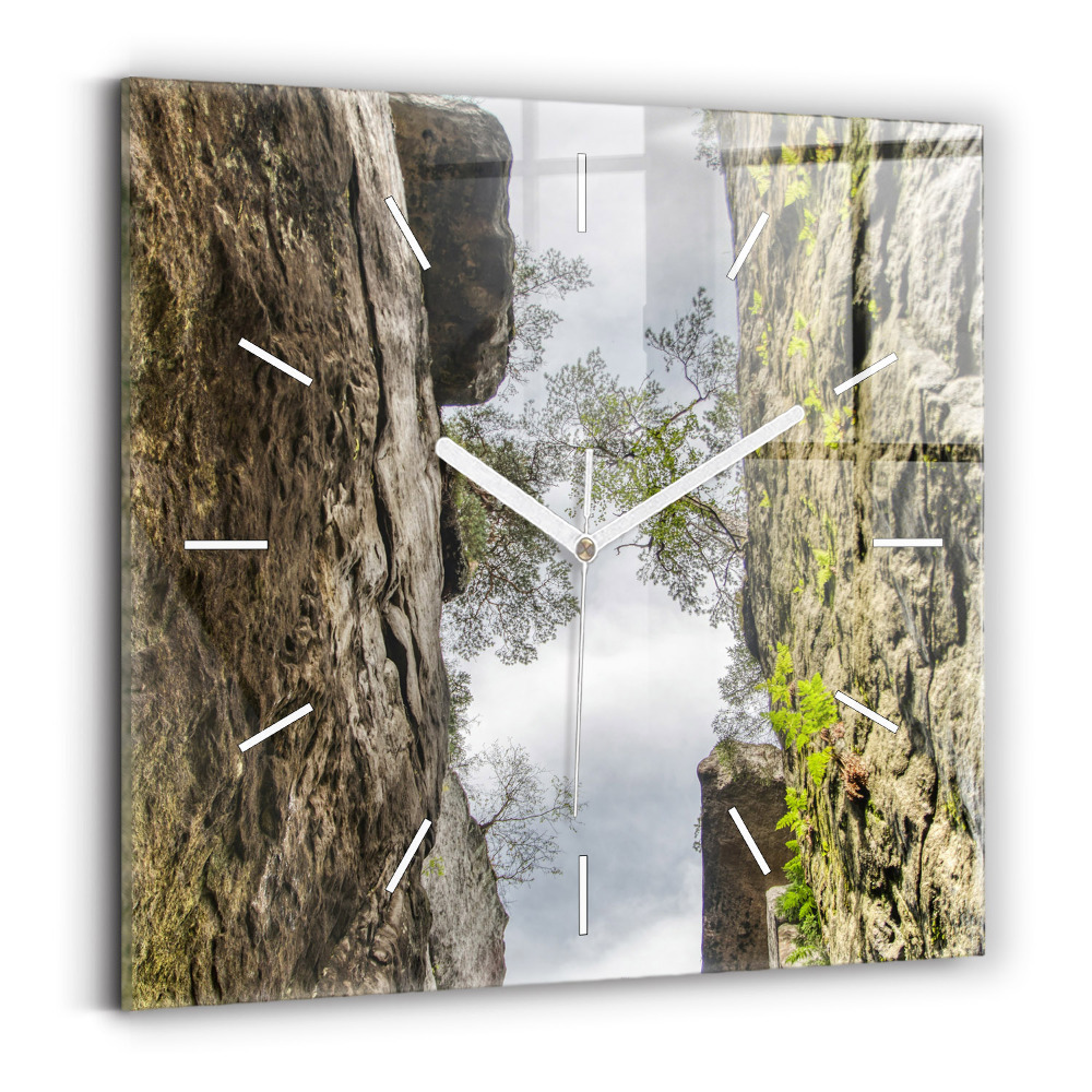 Ceas perete din sticlă pătrat Orașul rock din Republica Cehă