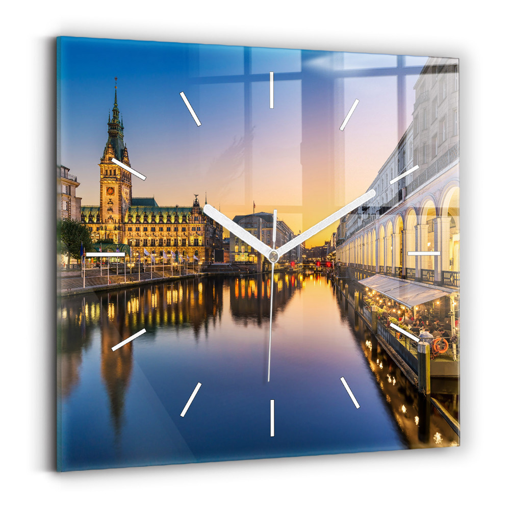Ceas pătrat de perete din sticlă Primăria orașului Hamburg