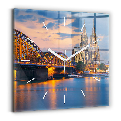 Ceas pătrat de perete din sticlă Vedere a primăriei