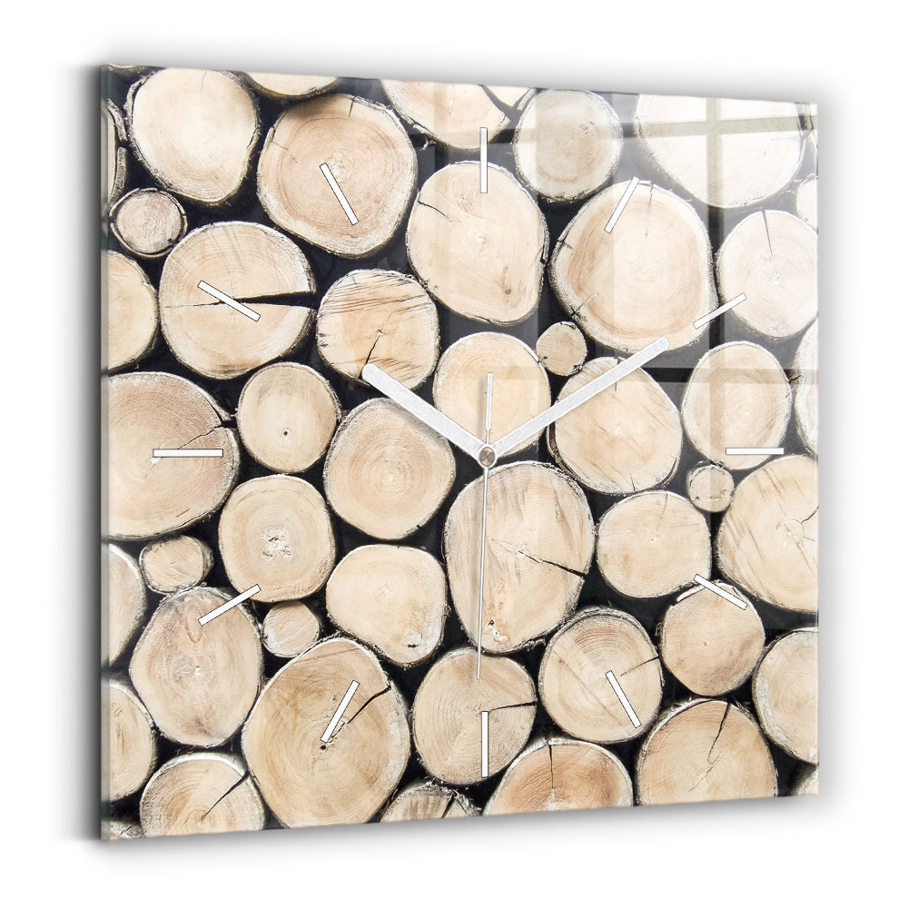Ceas perete din sticlă pătrat Tăiați cioturi de copaci