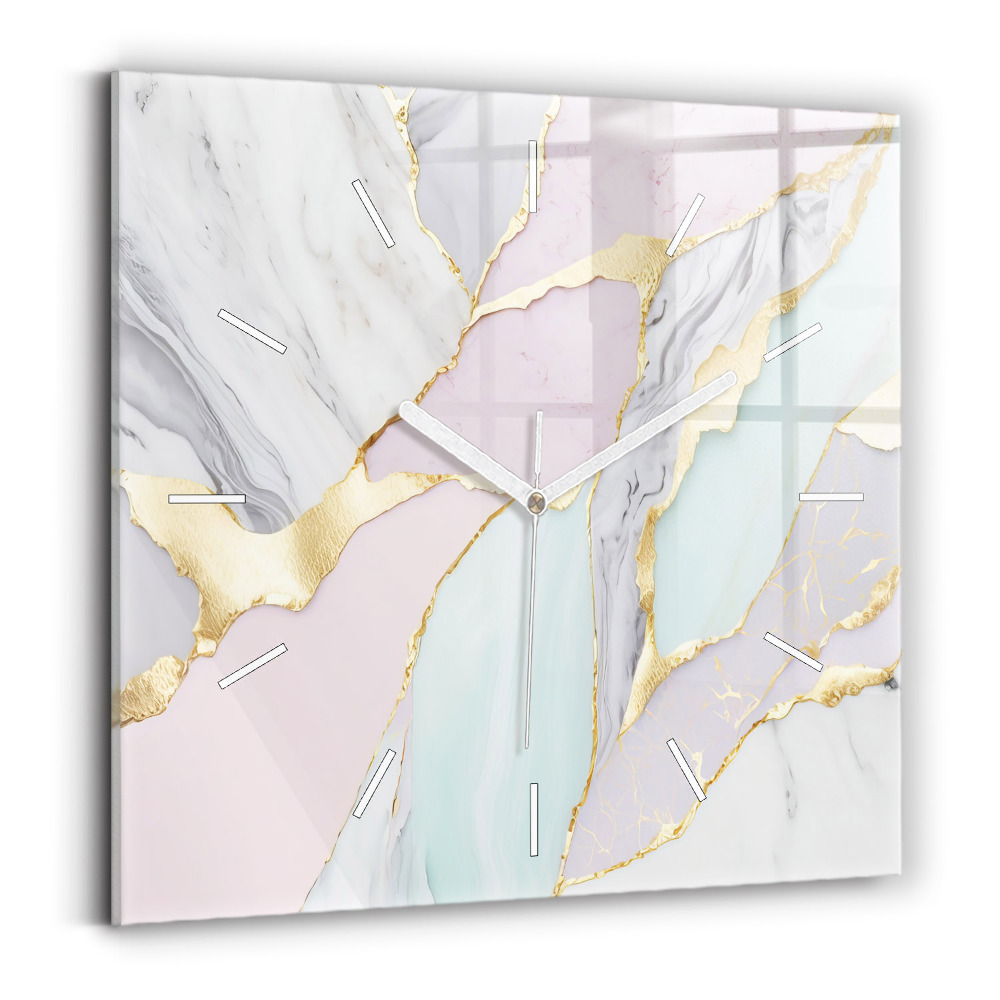 Ceas perete din sticlă pătrat Model de marmură
