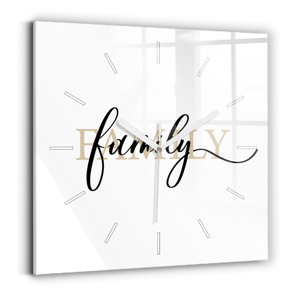 Ceas perete din sticlă pătrat Inscripția familiei