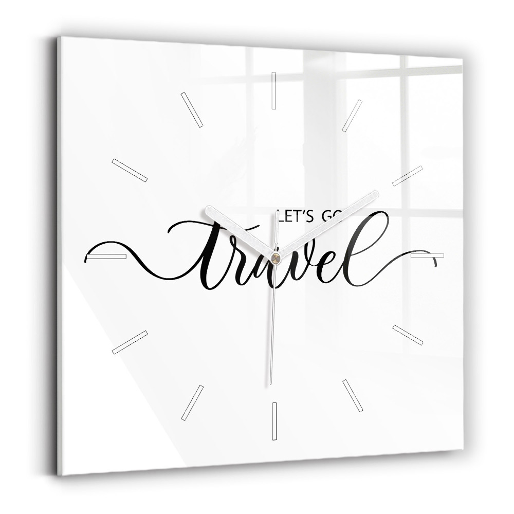Ceas perete din sticlă pătrat Inscripția Călătorie