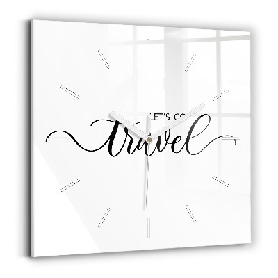 Ceas perete din sticlă pătrat Inscripția Călătorie