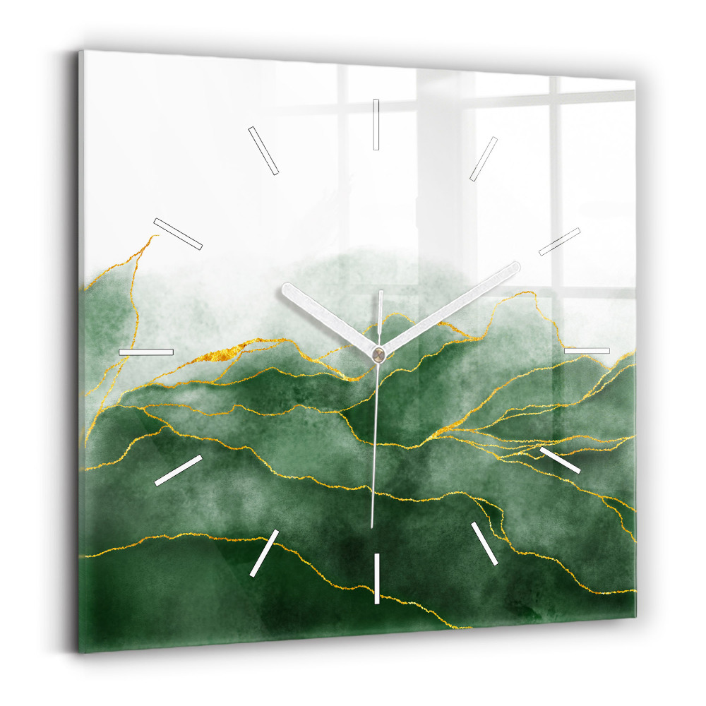 Ceas perete din sticlă pătrat Frunze abstracte