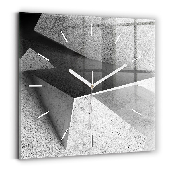 Ceas perete din sticlă pătrat Triunghiuri abstracte