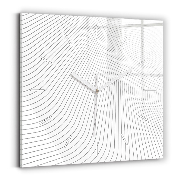 Ceas perete din sticlă pătrat Linii de abstractizare