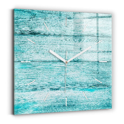 Ceas perete din sticlă pătrat Lemn vechi albastru