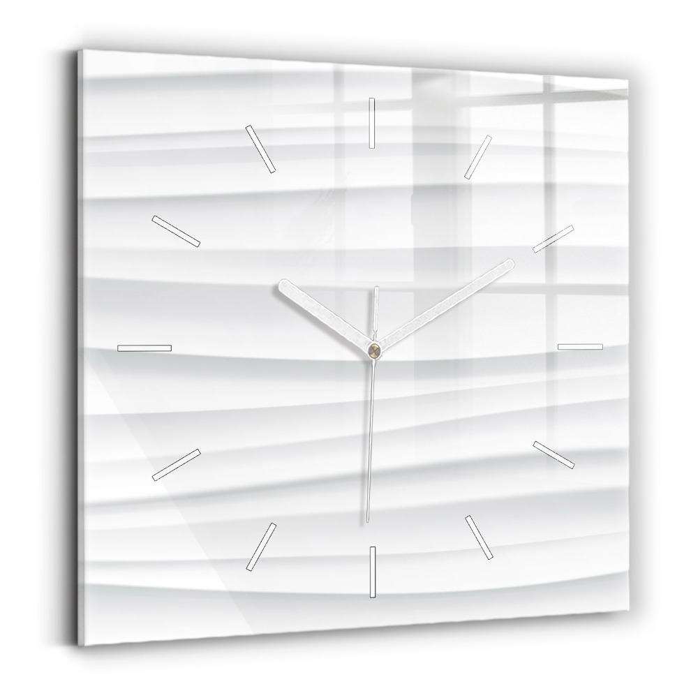 Ceas perete din sticlă pătrat Textură de valuri