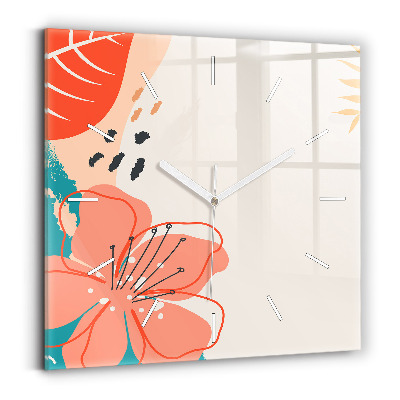 Ceas perete din sticlă pătrat Plante hawaiene