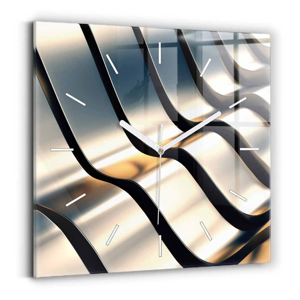 Ceas perete din sticlă pătrat Model argintiu