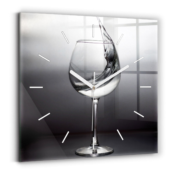 Ceas perete din sticlă pătrat un pahar de vin