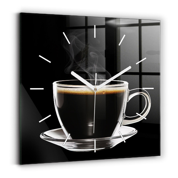 Ceas perete din sticlă pătrat Cafea neagră