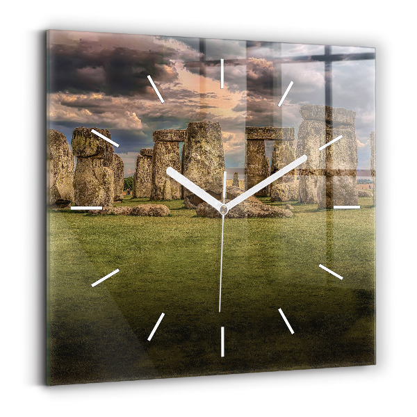 Ceas pătrat de perete din sticlă Nimbostratusul din Stonehenge