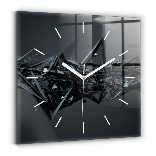 Ceas perete din sticlă pătrat Abstracție neagră