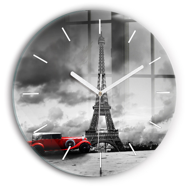 Ceas rotund de perete din sticlă unic Turnul Effel din Paris