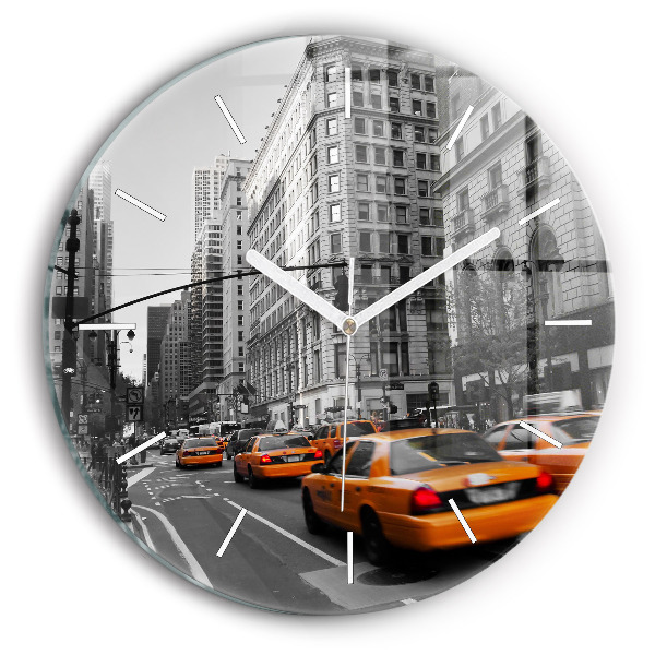 Ceas rotund de perete din sticlă unic Manhattan și taxiurile