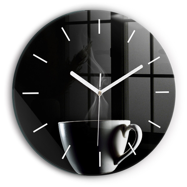 Ceas perete din sticlă rotund unic O ceașcă de cafea