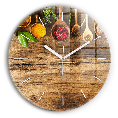 Ceas rotund de perete din sticlă unic Linguri de condimente