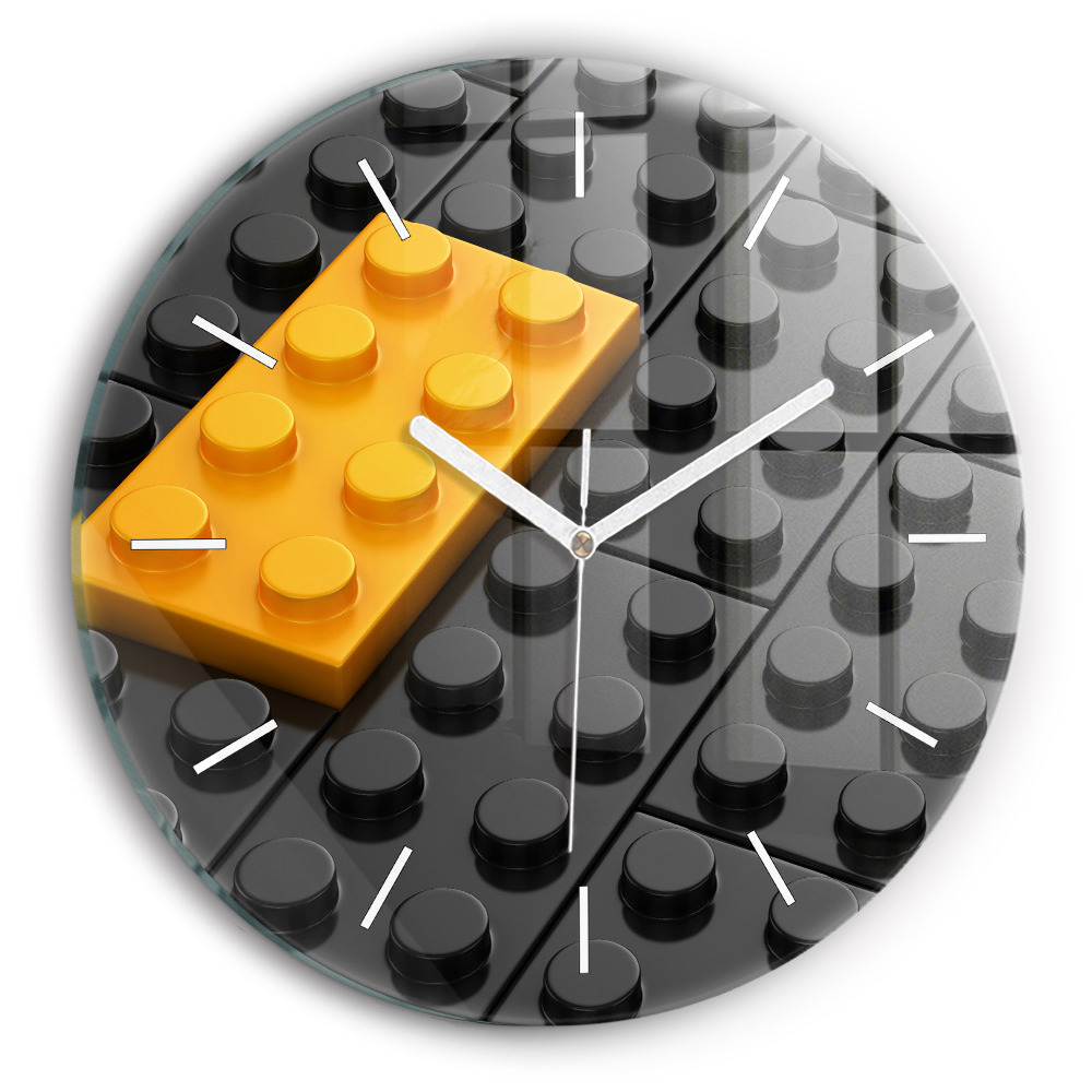 Ceas perete din sticlă rotund unic Blocuri de jucărie