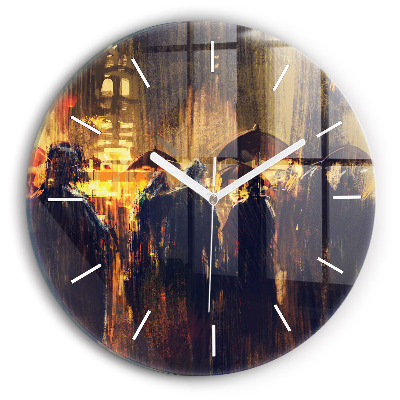 Ceas perete din sticlă rotund unic Impresionismul în artă în Piața Pieței