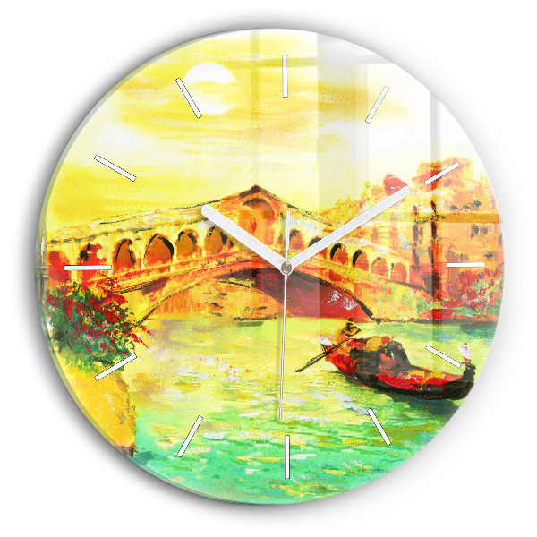 Ceas rotund de perete din sticlă unic Podul Rialto din Veneția