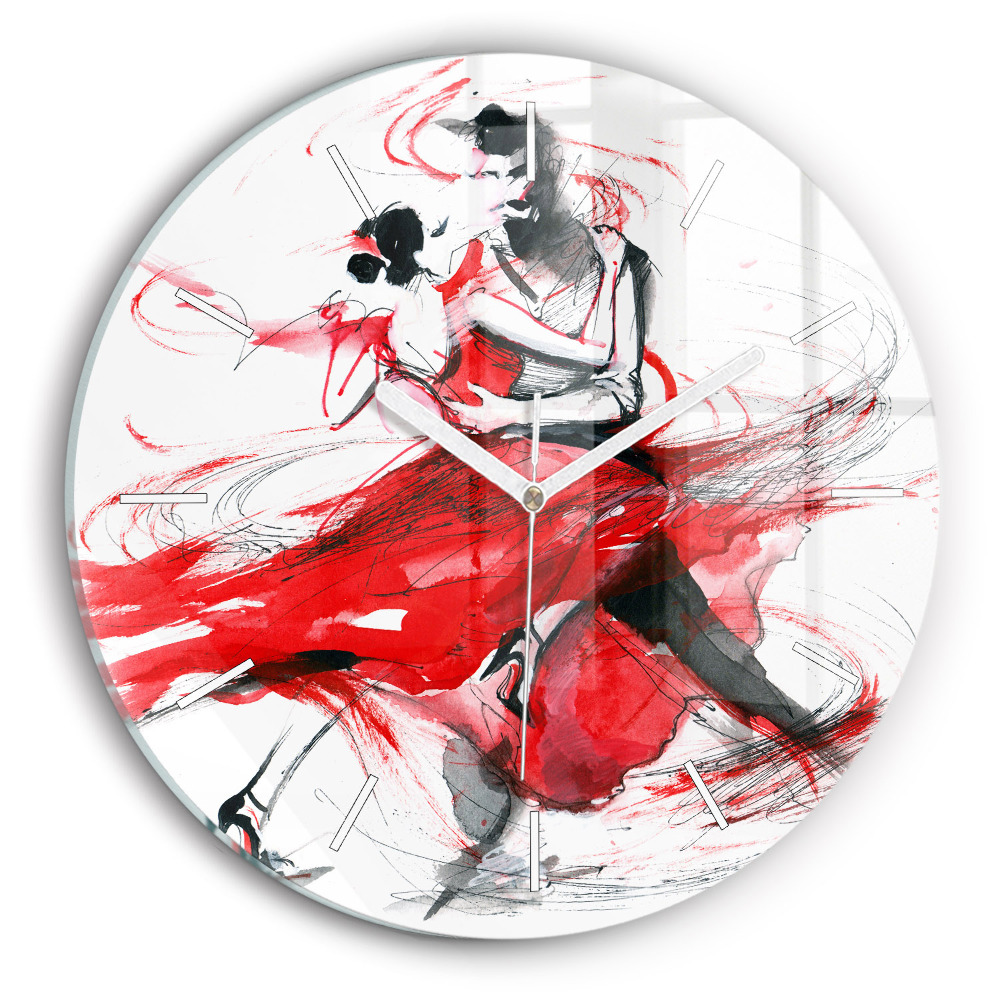 Ceas perete din sticlă rotund unic Cuplu de dans