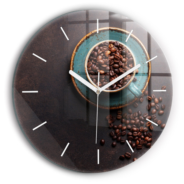 Ceas perete din sticlă rotund unic O ceașcă de cafea