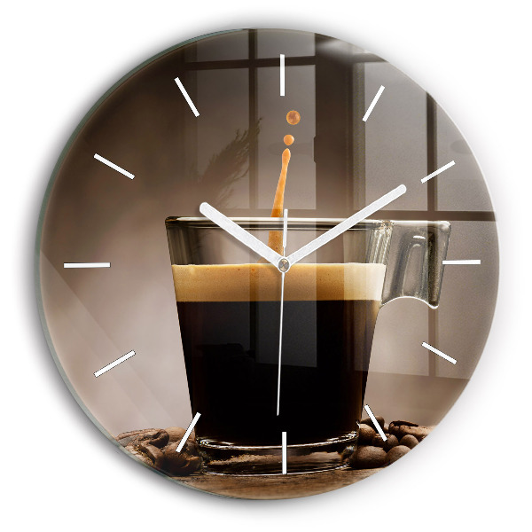 Ceas rotund de perete din sticlă unic O ceașcă de cafea