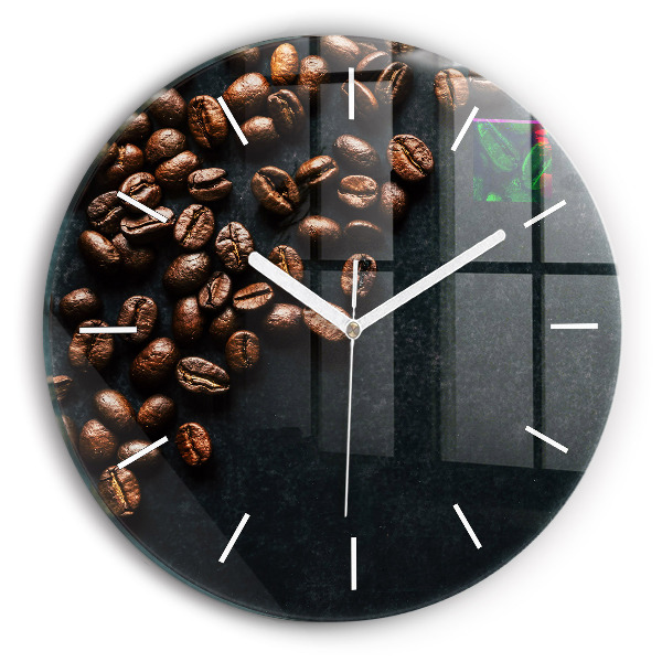Ceas rotund de perete din sticlă unic boabe de cafea