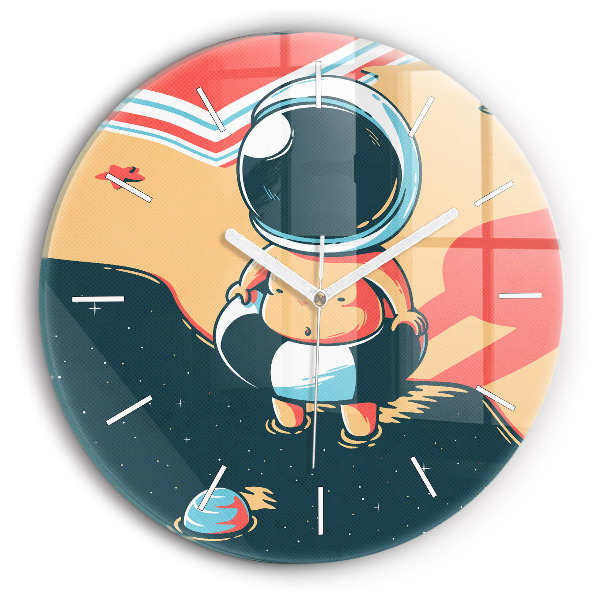 Ceas rotund de perete din sticlă unic Bebeluș de astronaut